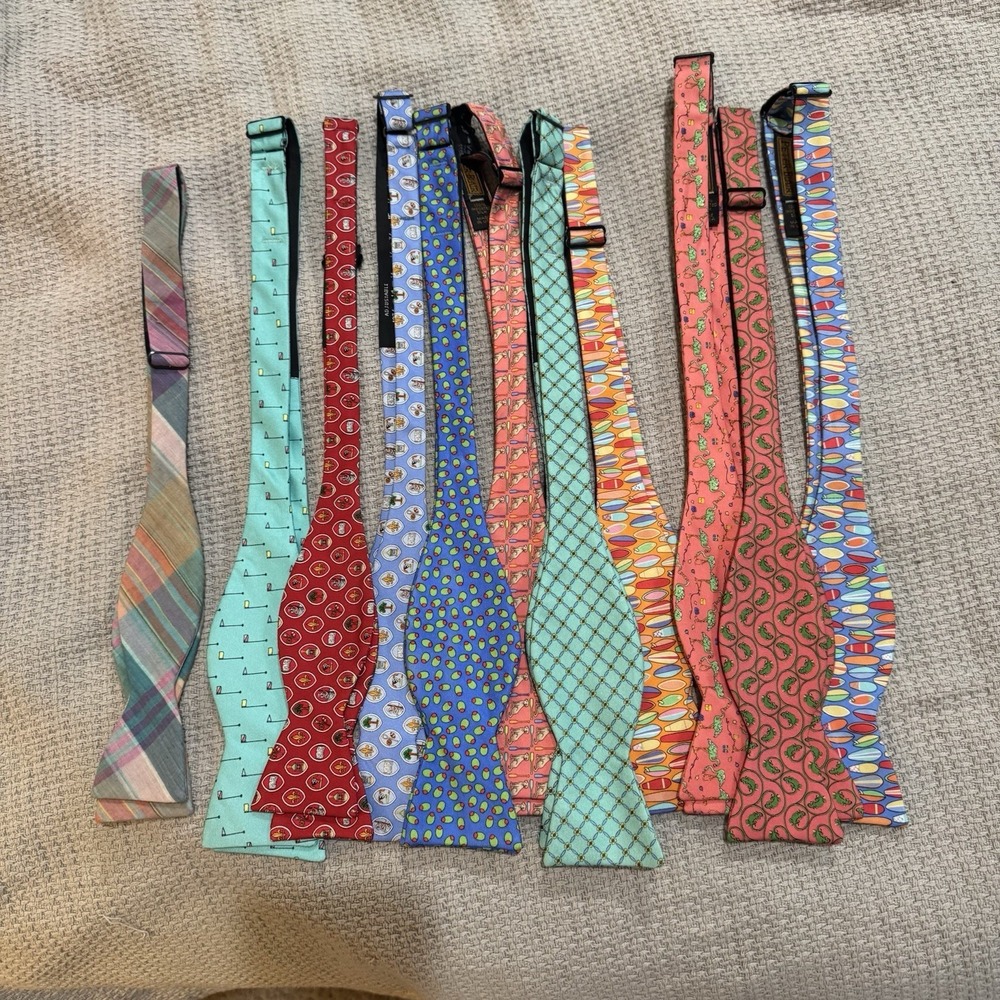 Lot Of 11 Peter Blair Men's Bowties Multicolor Golf Dog Surf Bright Silk Summer